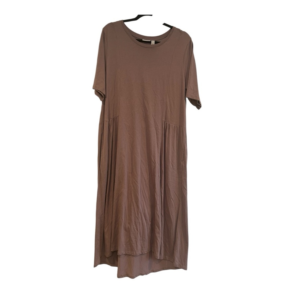 LOGO Lori Goldstein Katya Purple Neutral Dress L Lagenlook Swing A397280